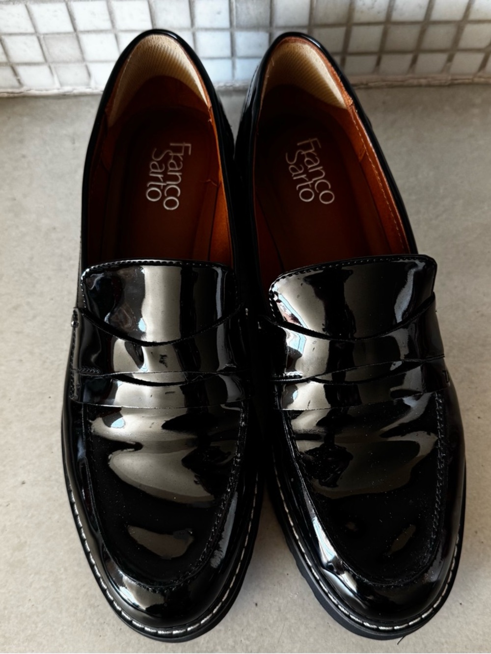 Franco Sarto Cassandra Penny Loafers Black Patent Leather Women’s U.S. 6 Preppy